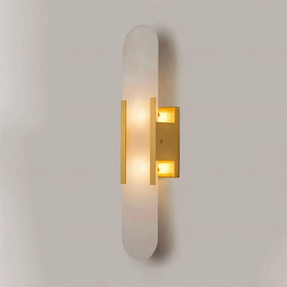 Artisan Alabaster Wall Light with Elegant Brass Accents