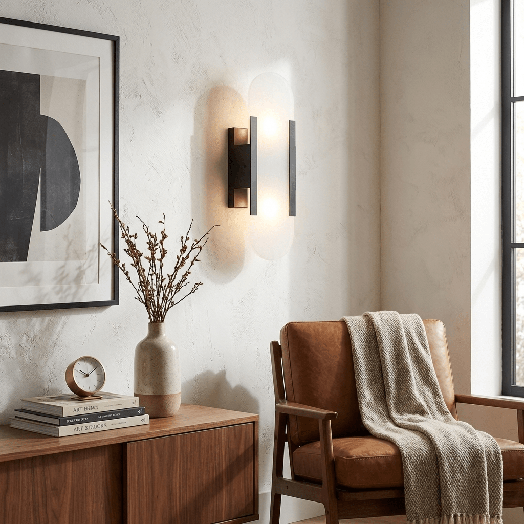 Artisan Alabaster Wall Light with Elegant Brass Accents