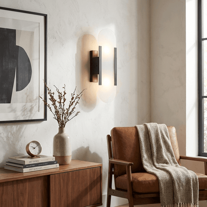 Artisan Alabaster Wall Light with Elegant Brass Accents