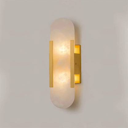 Artisan Alabaster Wall Light with Elegant Brass Accents