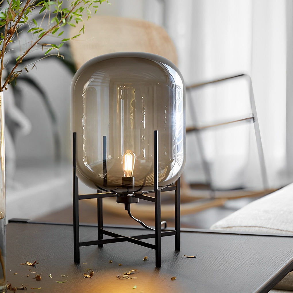 Elegant Industrial Floor Lamp with Artisan Glass Shade