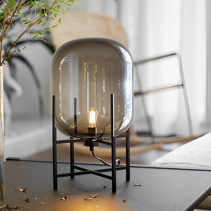 Elegant Industrial Floor Lamp with Artisan Glass Shade