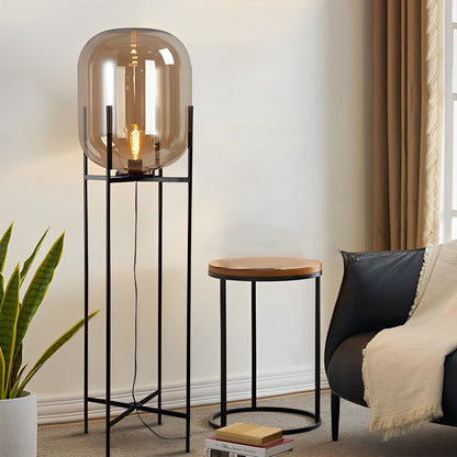 Elegant Industrial Floor Lamp with Artisan Glass Shade