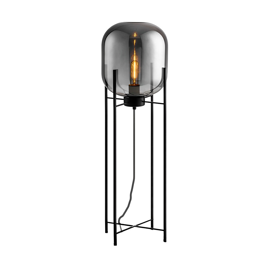 Elegant Industrial Floor Lamp with Artisan Glass Shade