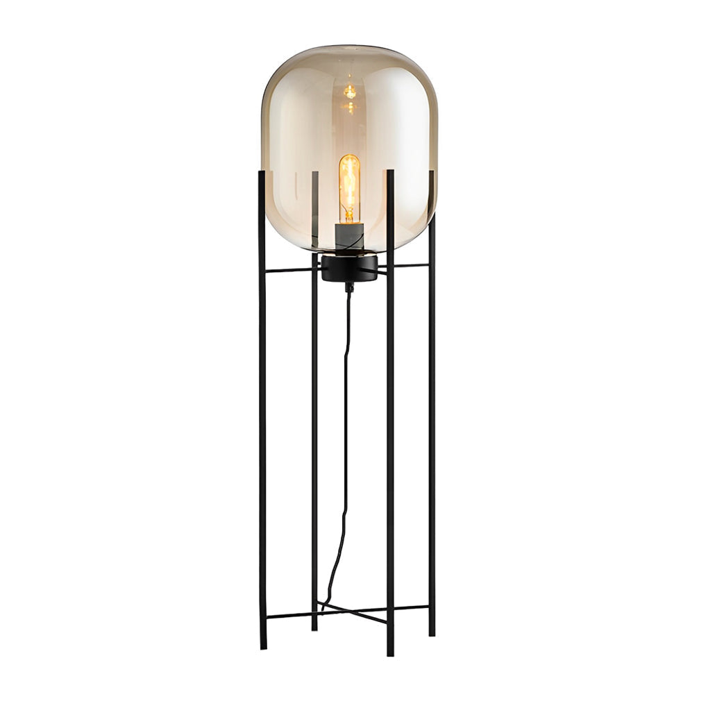 Elegant Industrial Floor Lamp with Artisan Glass Shade