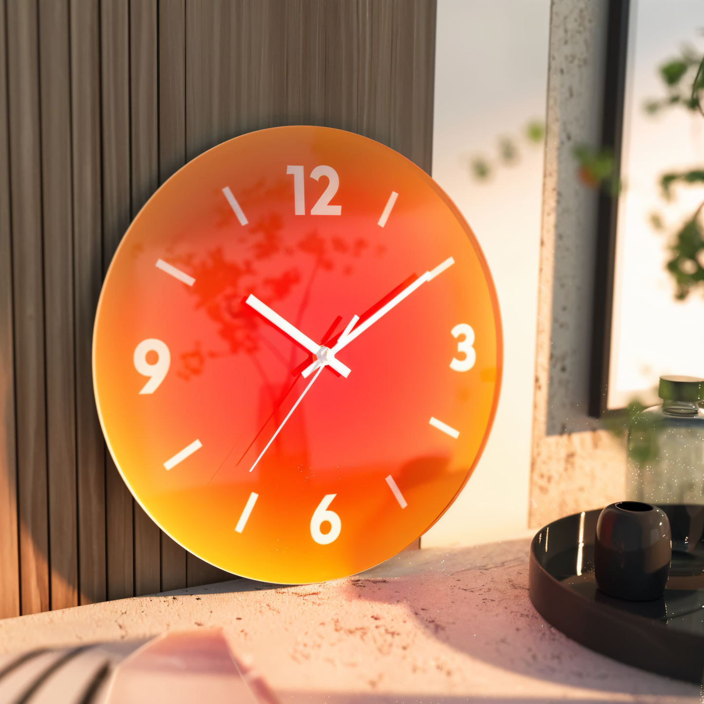 Contemporary Glass Wall Clock – 11.81 Inch Colorful Gradient Design