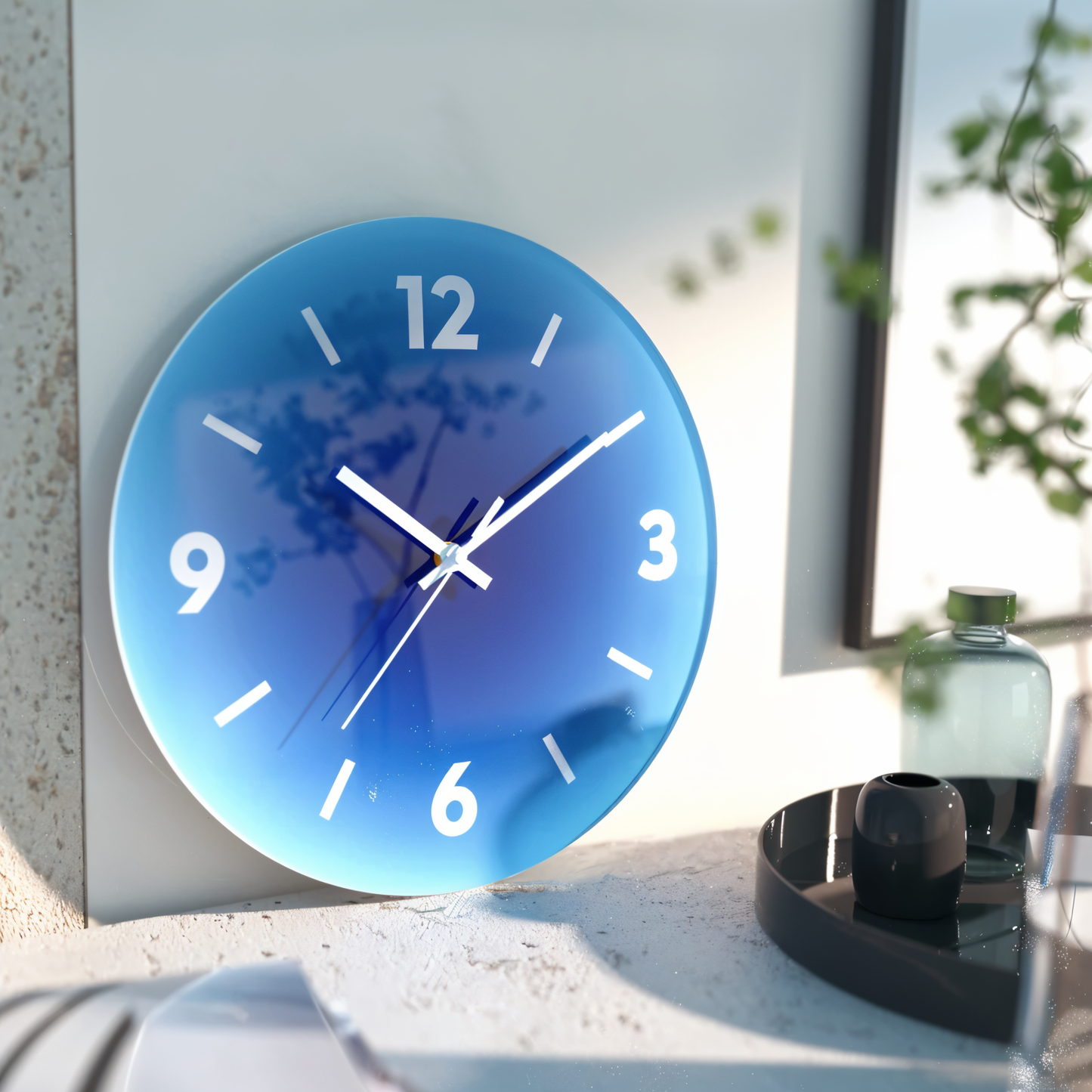 Contemporary Glass Wall Clock – 11.81 Inch Colorful Gradient Design