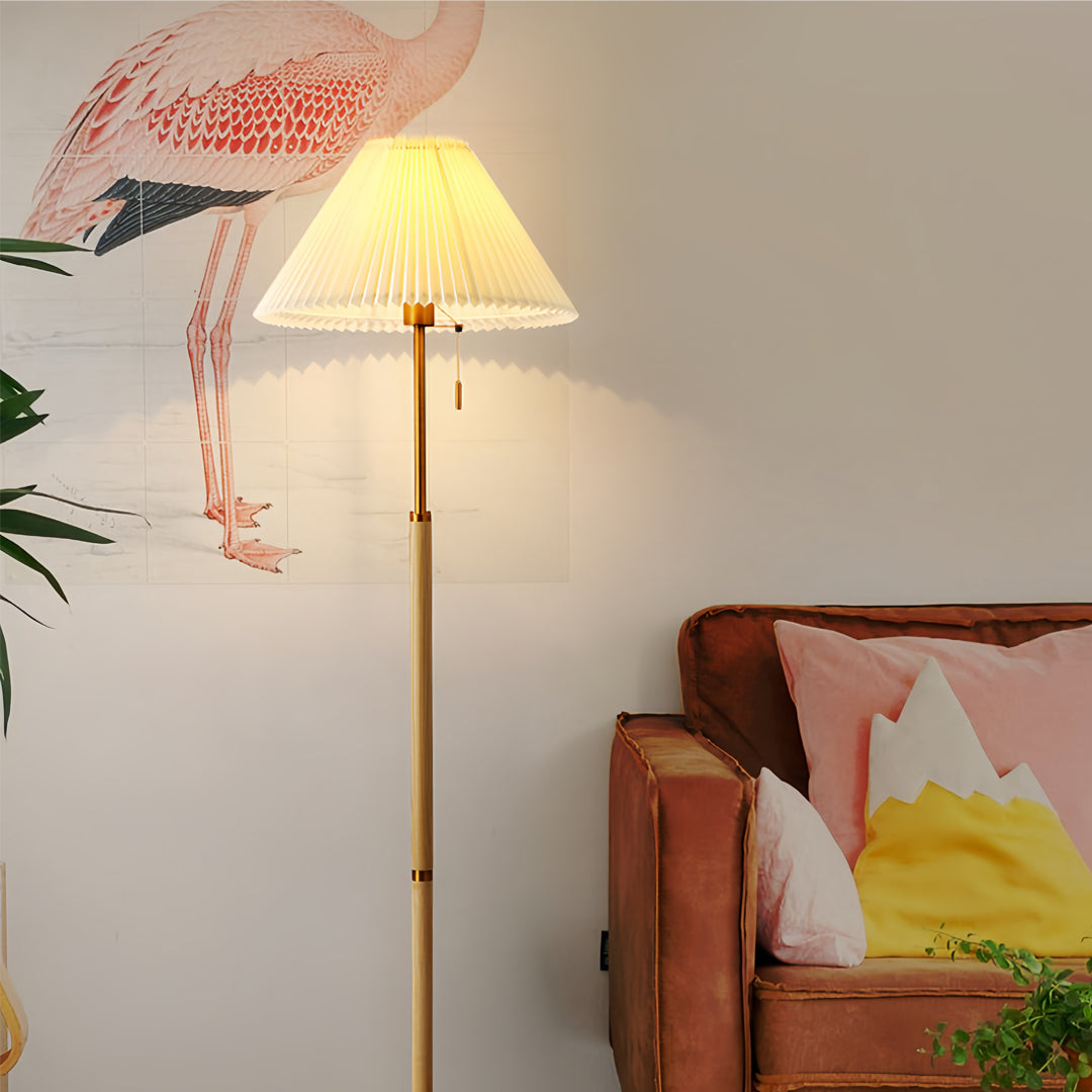 Stylish Dimmable LED Floor Lamp with Fabric Shade for Home