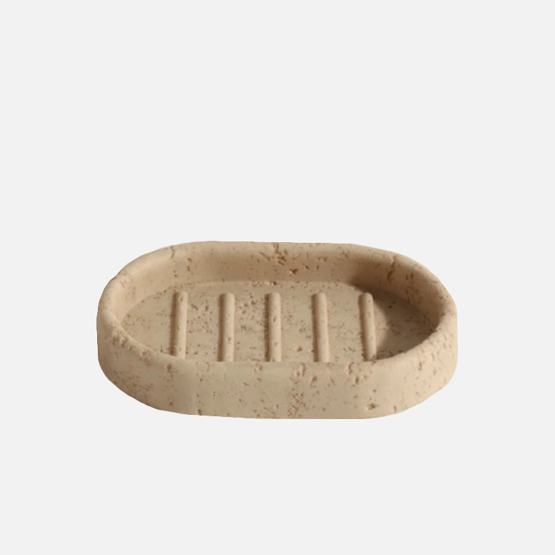 Elegant Beige Natural Stone Bathroom Accessory Set