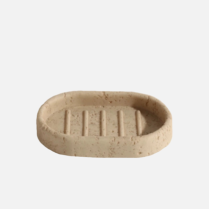 Elegant Beige Natural Stone Bathroom Accessory Set