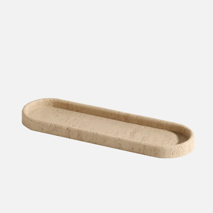 Elegant Beige Natural Stone Bathroom Accessory Set