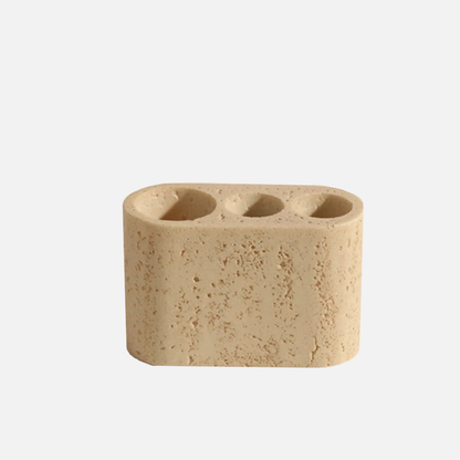 Elegant Beige Natural Stone Bathroom Accessory Set
