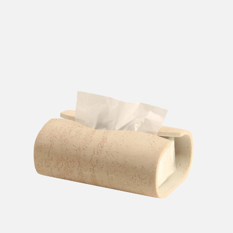 Elegant Beige Natural Stone Bathroom Accessory Set
