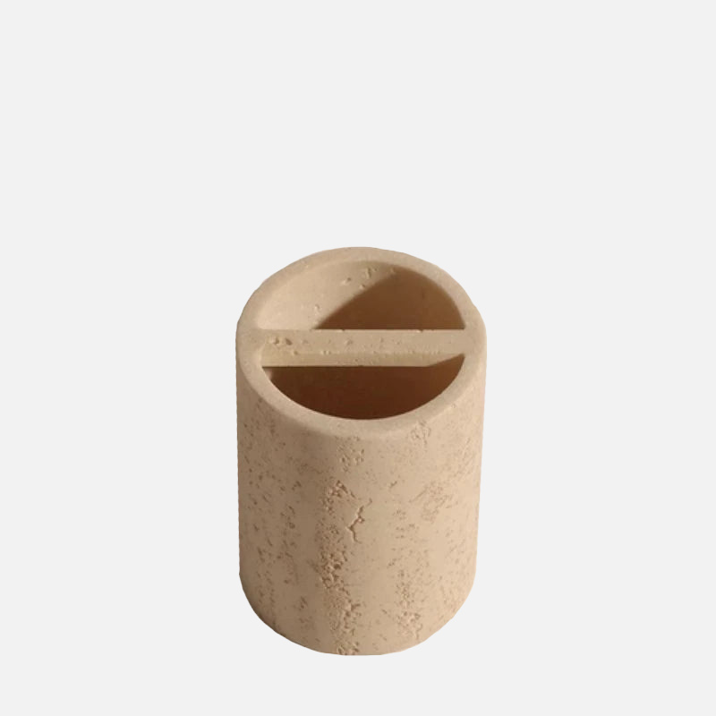 Elegant Beige Natural Stone Bathroom Accessory Set