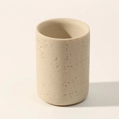 Elegant Beige Natural Stone Bathroom Accessory Set