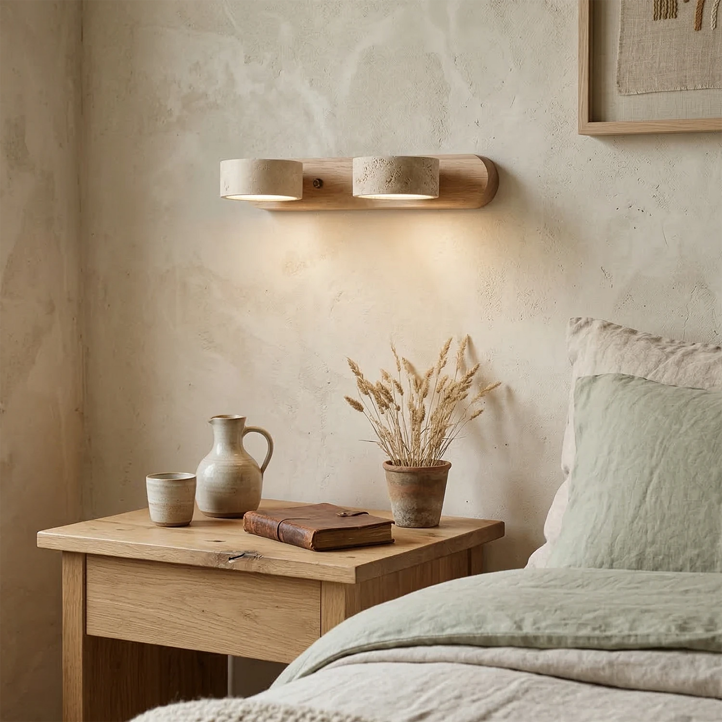 Elegant Adjustable LED Wall Light with Natural Stone Shades