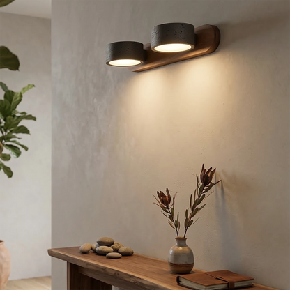 Elegant Adjustable LED Wall Light with Natural Stone Shades