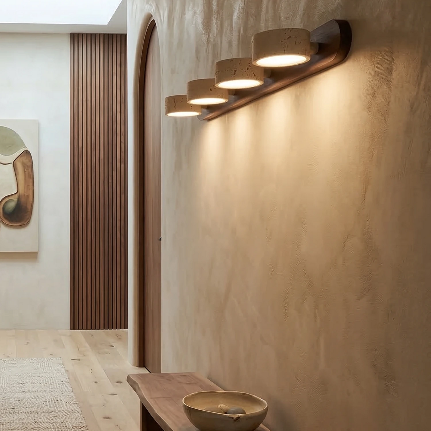 Elegant Adjustable LED Wall Light with Natural Stone Shades