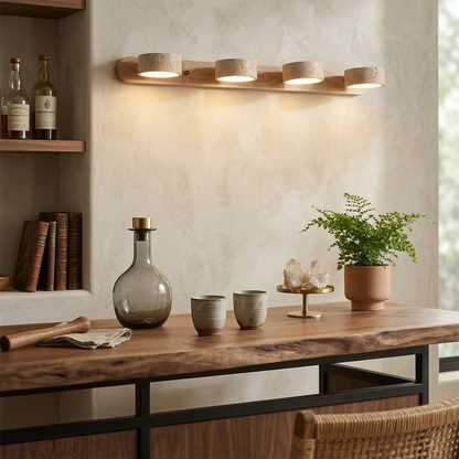 Elegant Adjustable LED Wall Light with Natural Stone Shades