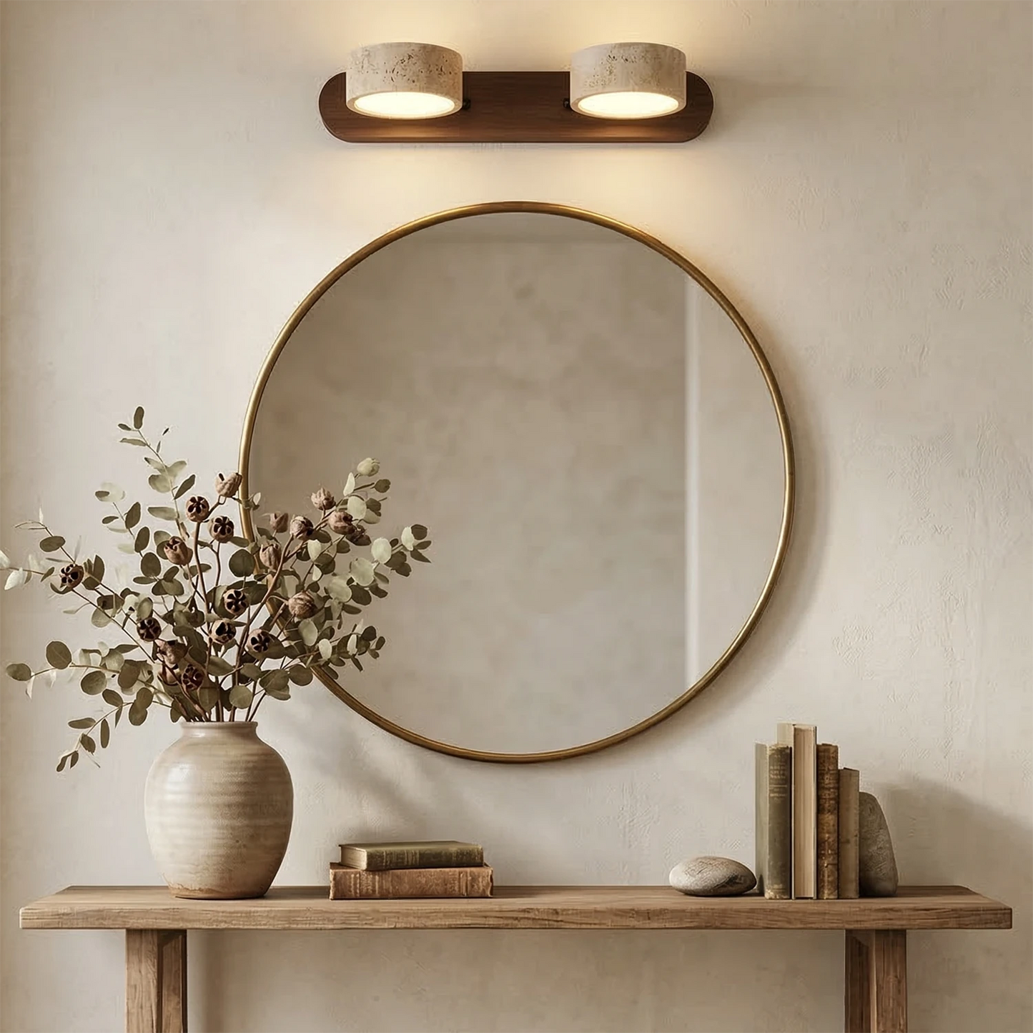 Elegant Adjustable LED Wall Light with Natural Stone Shades