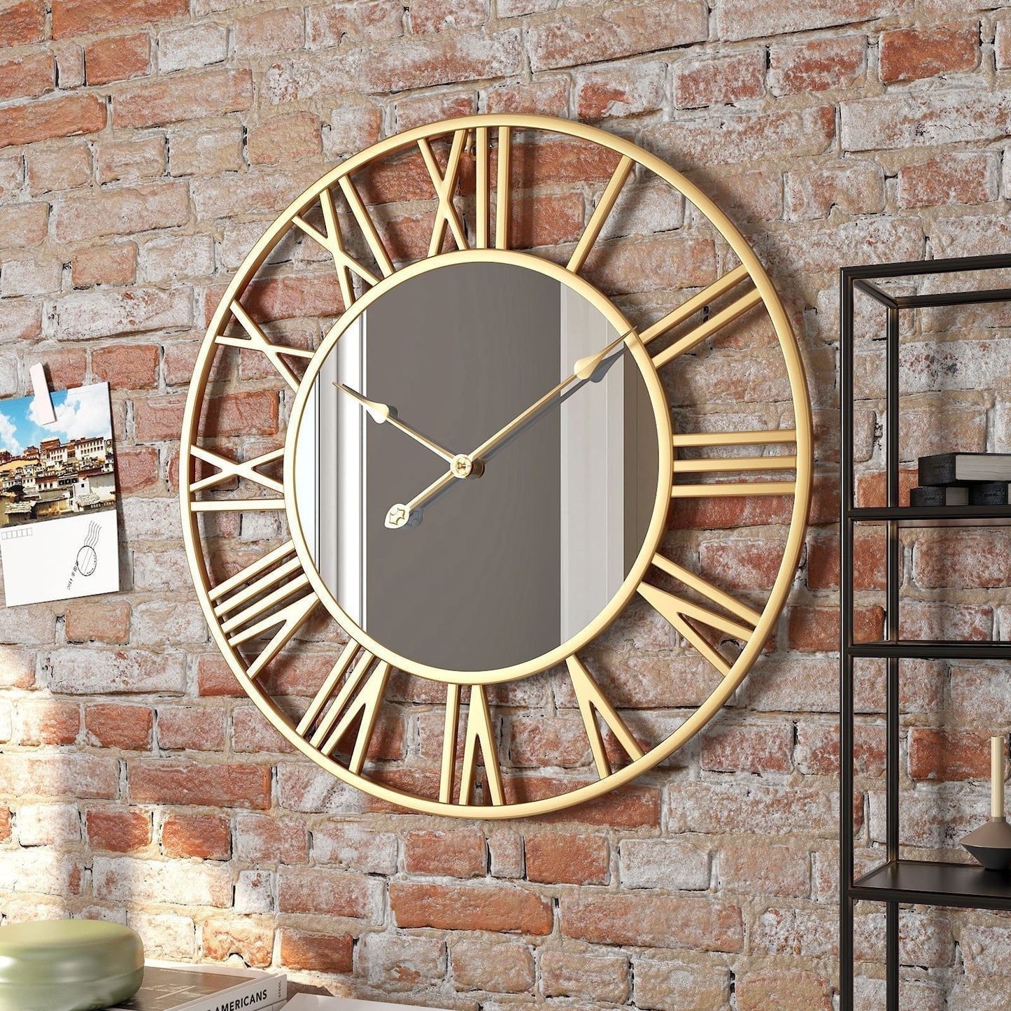 Elegant Round Wall Timepiece with Reflective Finish