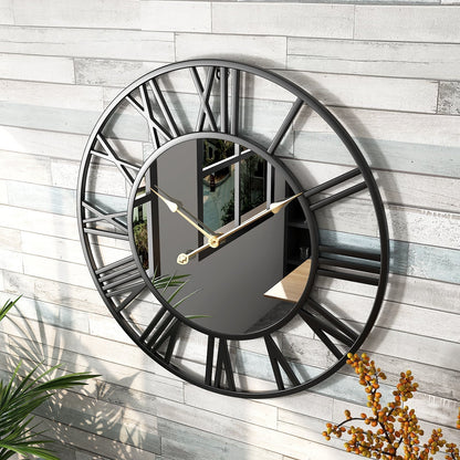Elegant Round Wall Timepiece with Reflective Finish