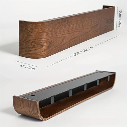 Stylish Oak Wall Organizer with Concealed Hooks