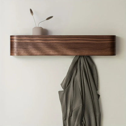Stylish Oak Wall Organizer with Concealed Hooks