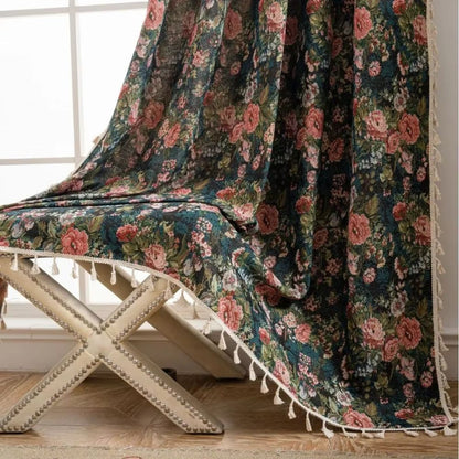 Charming Floral Tassel Curtain for Cozy Interiors