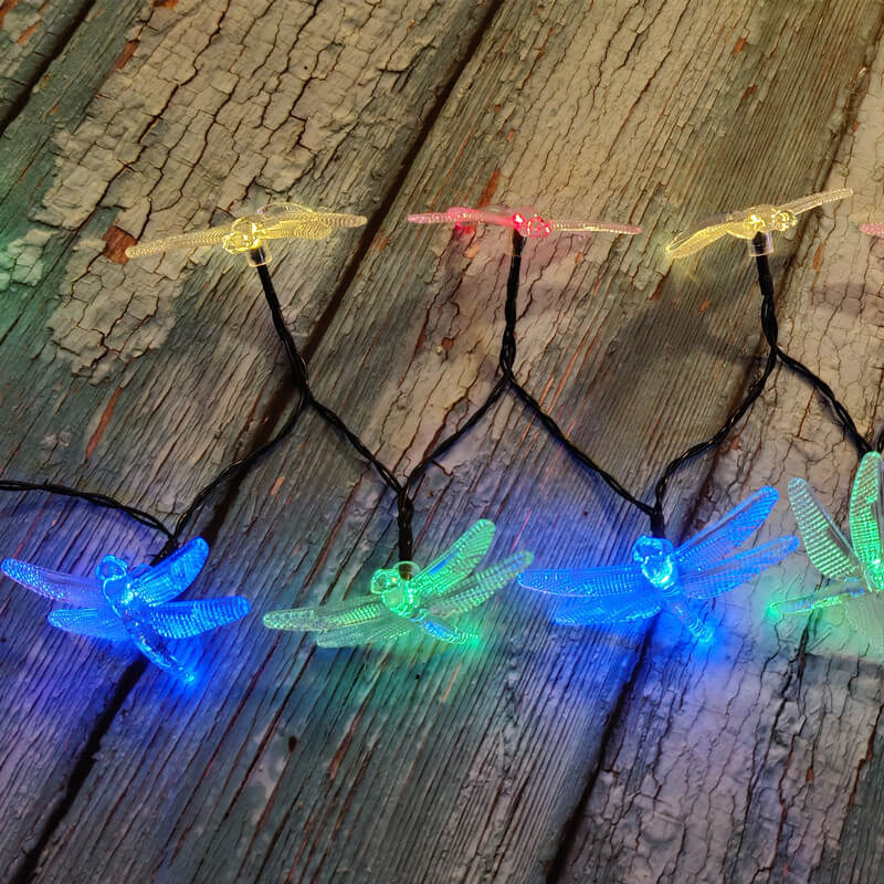 Colorful Solar-Powered String Lights with Butterfly Theme