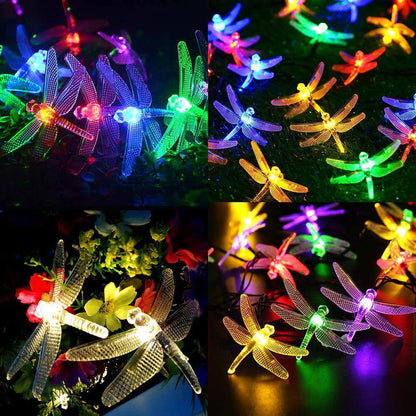 Colorful Solar-Powered String Lights with Butterfly Theme