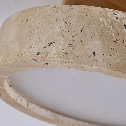 Modern Round Ceiling Light with Rustic Wooden Base