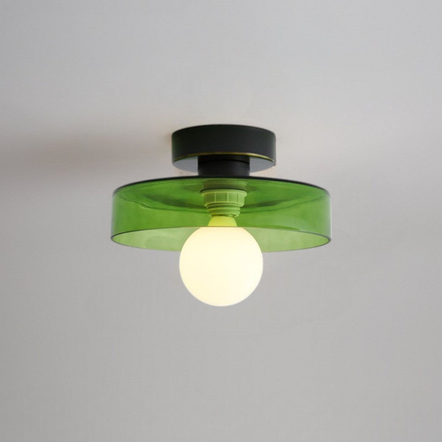 Sleek Round Glass Ceiling Light with Adjustable LED