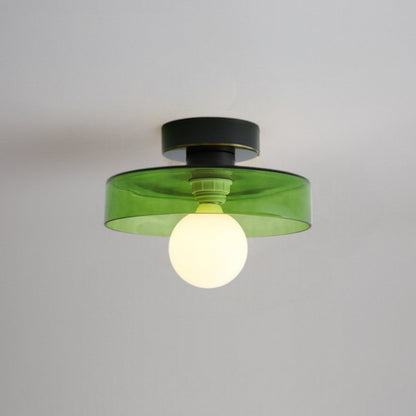 Sleek Round Glass Ceiling Light with Adjustable LED