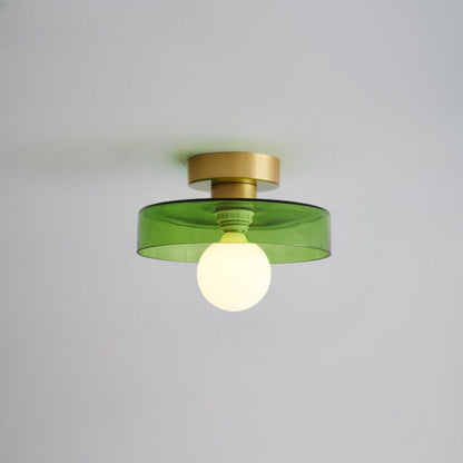 Sleek Round Glass Ceiling Light with Adjustable LED
