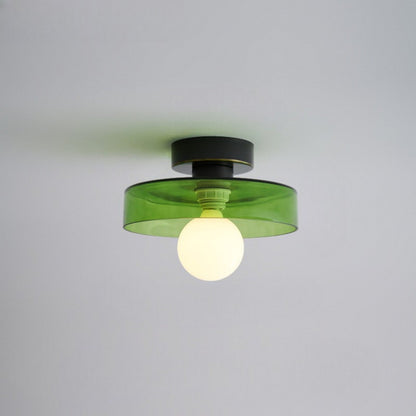 Sleek Round Glass Ceiling Light with Adjustable LED