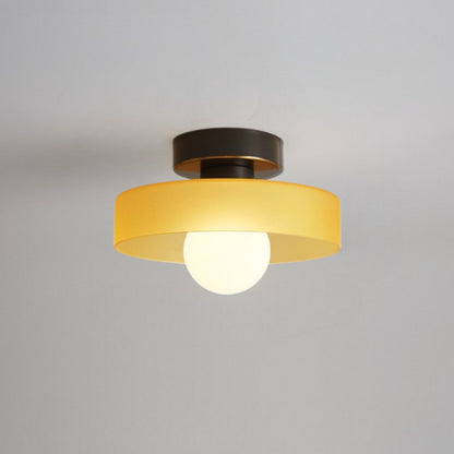 Sleek Round Glass Ceiling Light with Adjustable LED