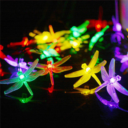 Colorful Solar-Powered String Lights with Butterfly Theme