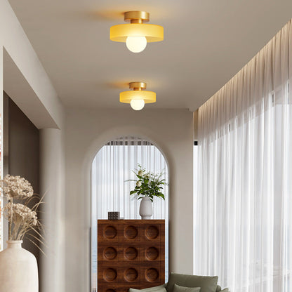 Sleek Round Glass Ceiling Light with Adjustable LED