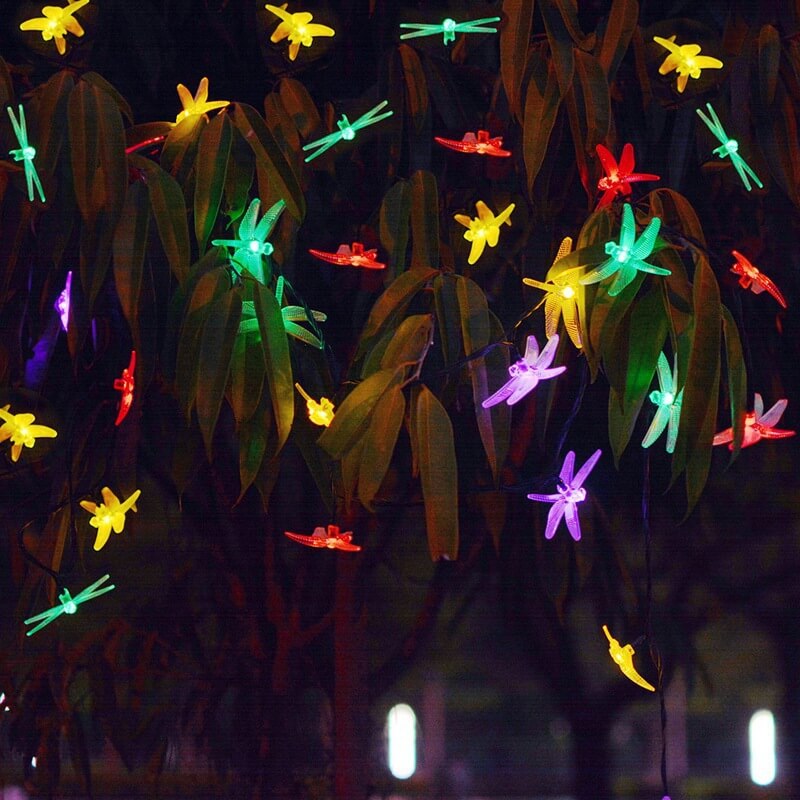 Colorful Solar-Powered String Lights with Butterfly Theme