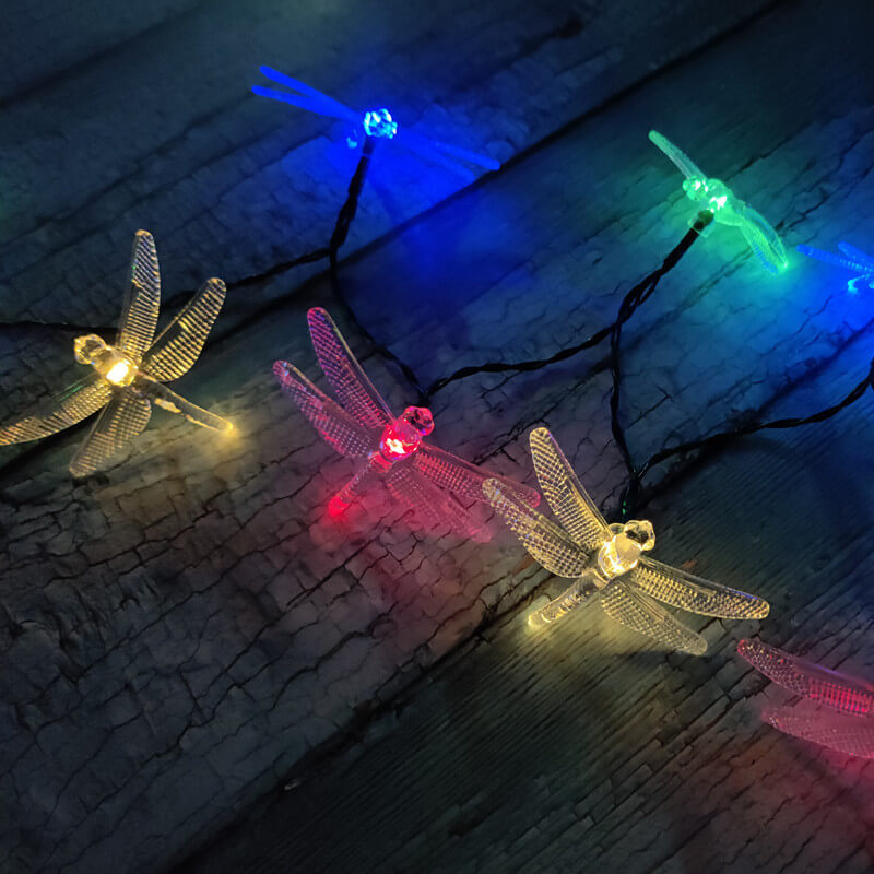 Colorful Solar-Powered String Lights with Butterfly Theme