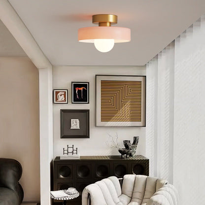 Sleek Round Glass Ceiling Light with Adjustable LED