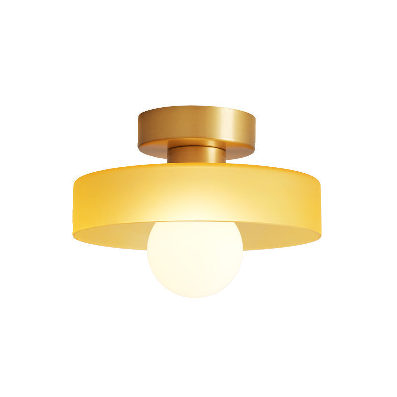 Sleek Round Glass Ceiling Light with Adjustable LED