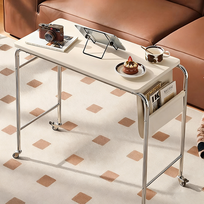 Portable Home Office Workstation with Leatherette Finish and Steel Frame