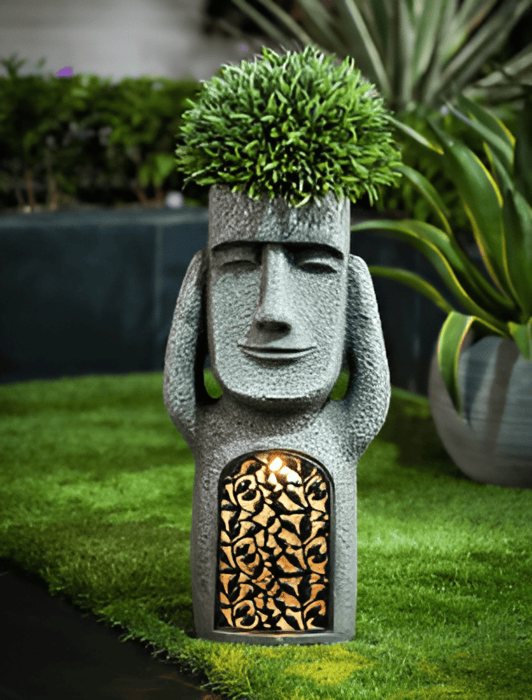Trio of Solar-Powered Garden Statues for Outdoor Charm
