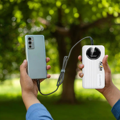 10,000mAh LED Power Bank with Built-in Cables – 22.5W Fast Charging, Type-C/USB/Lightning