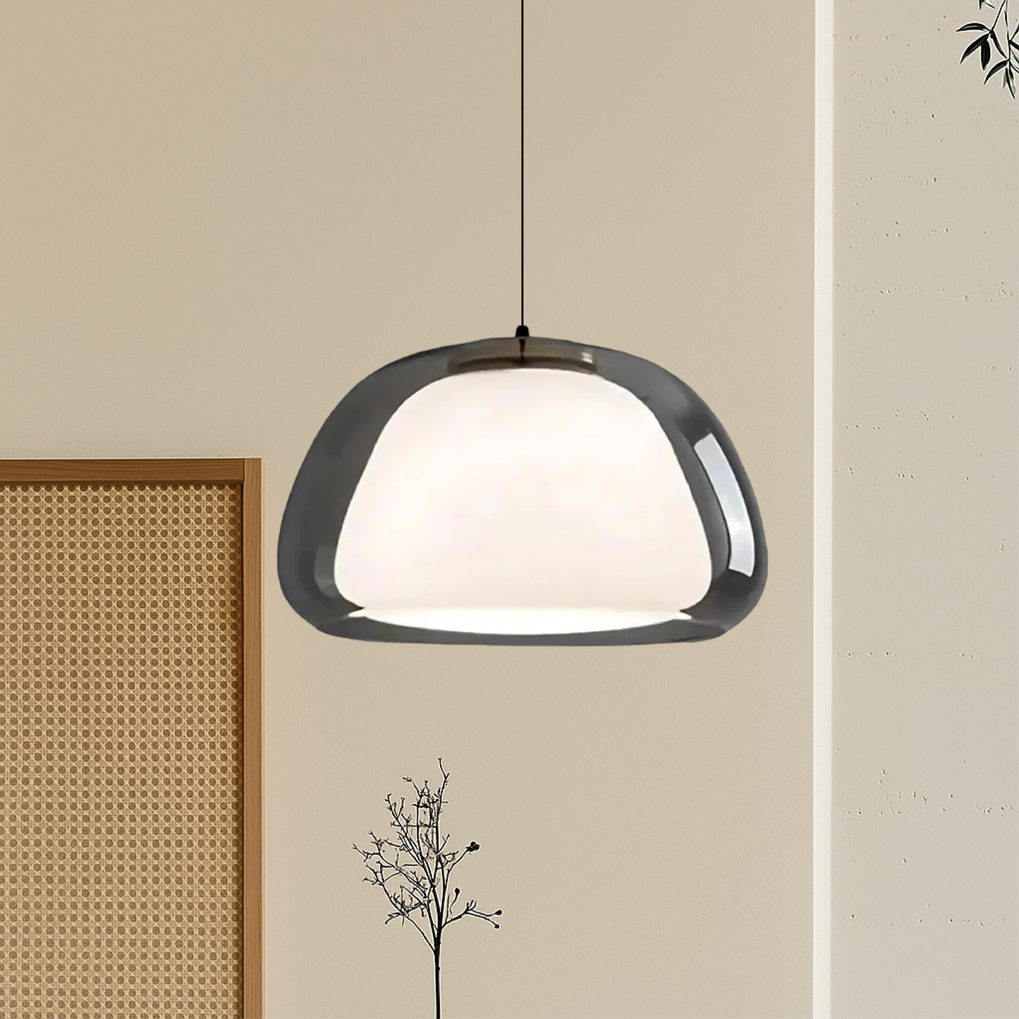 Elegant Woven Bamboo Pendant Light with Adjustable Height