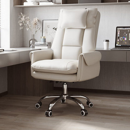 Ergonomic Adjustable Office Chair with Faux Leather & Metal Base