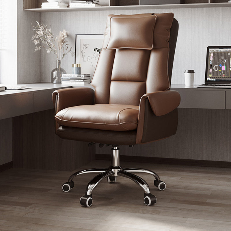 Ergonomic Adjustable Office Chair with Faux Leather & Metal Base