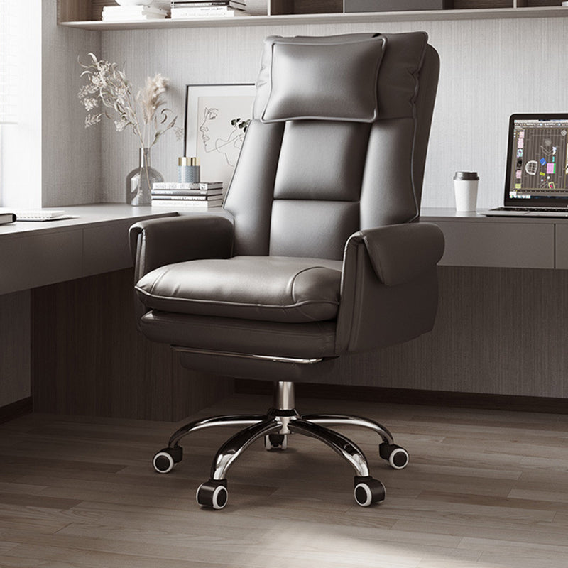 Ergonomic Adjustable Office Chair with Faux Leather & Metal Base